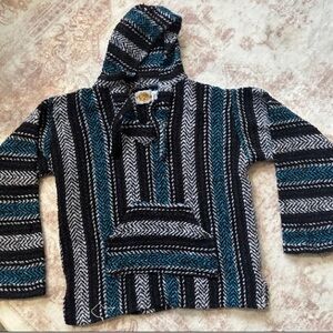 Vintage Baja Hoodie - Black, White, Teal